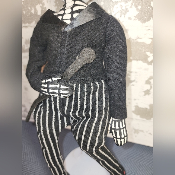 Day Of The Dead Skeleton Doll Striped Pants Shelf Sitter Halloween Holiday Home - Picture 7 of 16